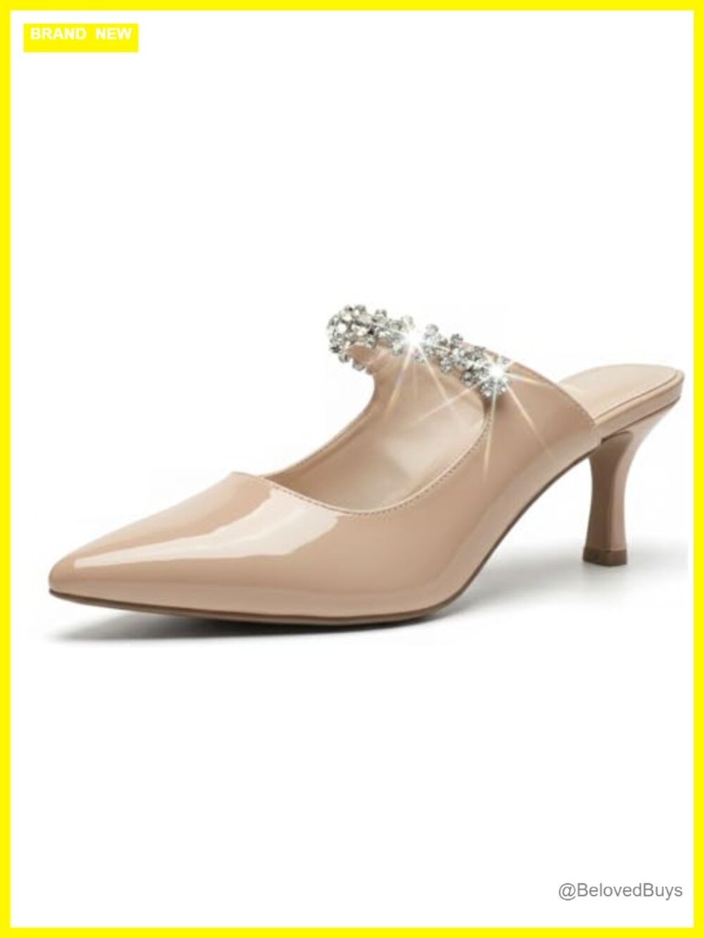 Rhinestone Kitten Heel Mules Faux Leather Wedding Dress